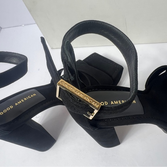 Good American Womens Black Suede Square Toe Block Heel Platform Shoe Size 9.5 - Picture 8 of 13